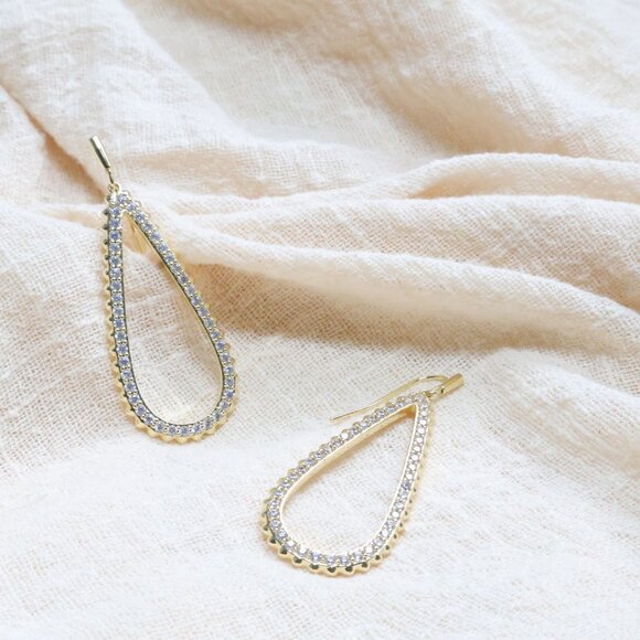 Kendra Scott - Payton Gold White Crystal Open Frame Earrings - Picture 2 of 3